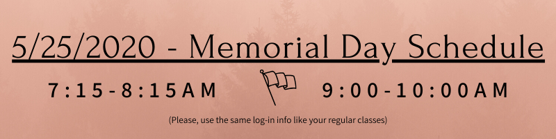 Memorial Day schedule - Limber Body and Mind